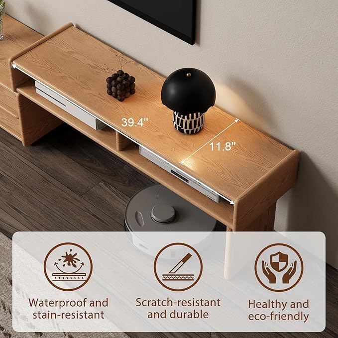 Solid Wood TV Stand for TVs up to 65 Inch，extendable tv Stand with Storage and Shelf for Living Room, Bedroom, Offic，Entertainment Center