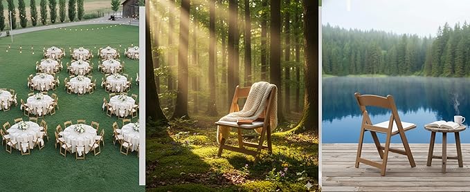 BTEXPERT Resin Folding Chair Vinyl Padded Seat Indoor Outdoor Lightweight Set for Home Event Party Picnic Kitchen Dining Church School Weddings Set of 100 Natural Chestnut