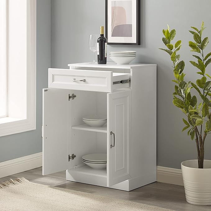 Crosley Furniture Stanton Pantry Storage Cabinet with Shelves, Kitchen, Dining, or Laundry Room, White