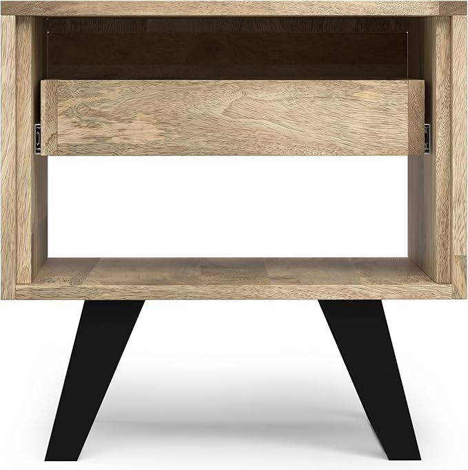 SIMPLIHOME Lowry Modern Industrial 22 inch Wide Metal End Side Table in Natural for the Living Room and Bedroom