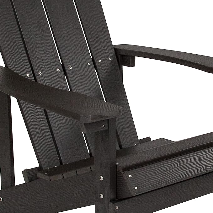 Flash Furniture Charlestown Indoor/Outdoor Faux Wood Adirondack Chairs, Weather-Resistant Polyresin Patio Adirondack Chairs, Set of 4, Navy