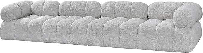 Meridian Furniture 611Grey-S136A Ames Collection Modern | Contemporary Modular Sofa with Rich Grey Boucle Fabric, Modular to Create Infinite Configurations, 136" W x 34" D x 28" H, Grey
