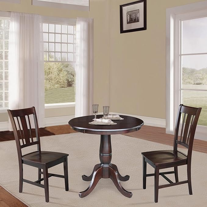 IC INTERNATIONAL CONCEPTS 30 in. Wood Dining Table with 2 Remo Splatback Chairs in Rich Mocha