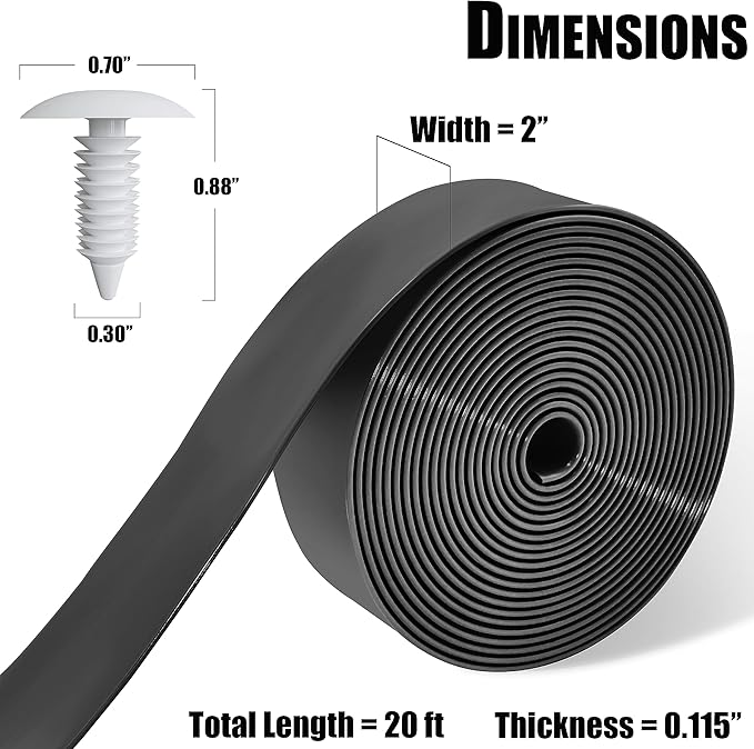 Vinyl Straps for Patio Chair Repair Kit 2'' Wide 20 Ft Long Replacement Straps + 20 Free Rivets for Outdoor Lawn Furniture Chaise Lounge Repair (Black)