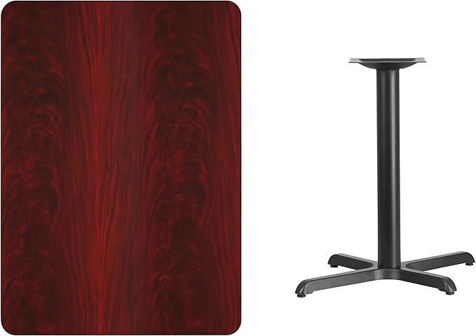 Flash Furniture 30'' x 42'' Rectangular Mahogany Laminate Table Top with 23.5'' x 29.5'' Table Height Base