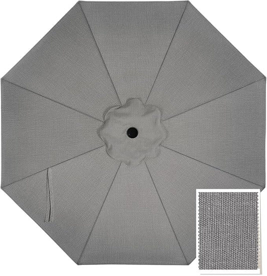 MASTERCANOPY 5-Year-Non-Fading Olefin 9FT Patio Umbrella Replacement Canopy for 8 Ribs- Light Grey Canopy Only