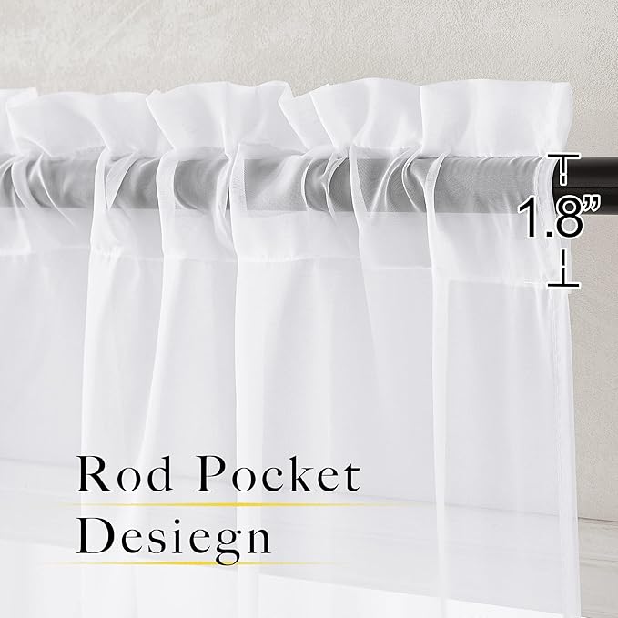 NICETOWN White Sheer Curtains 102 inch Long 2 Panels Set, Rod Pocket Airy & Breathable Voile Sheer Window Curtain Drapes with Light Filtering for Living Room/Bedroom, W54 x L102