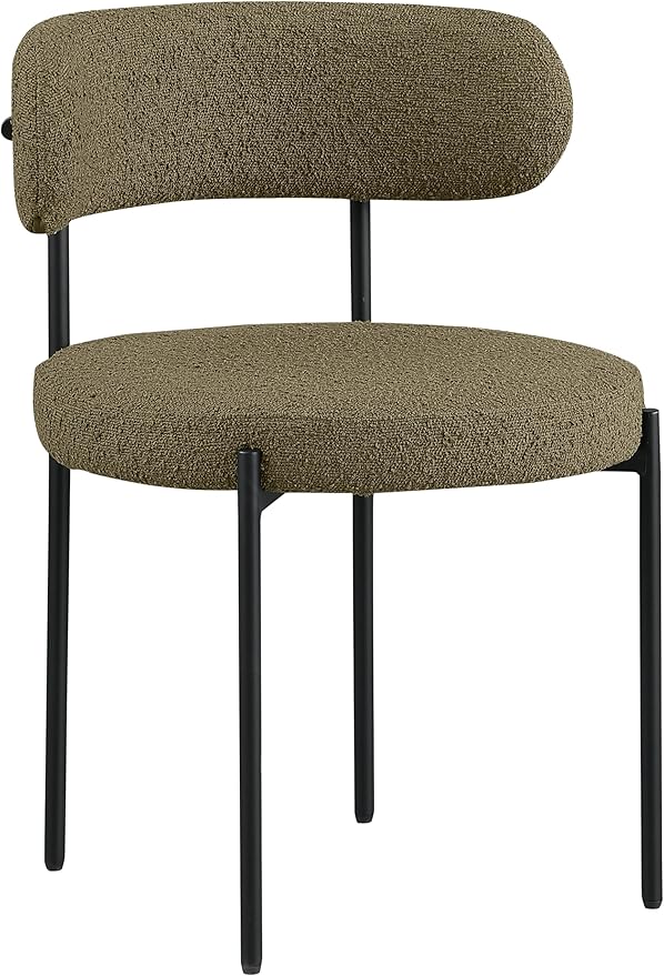 Meridian Furniture Beacon Olive Green Boucle Fabric Dining Chair (Set of 2)