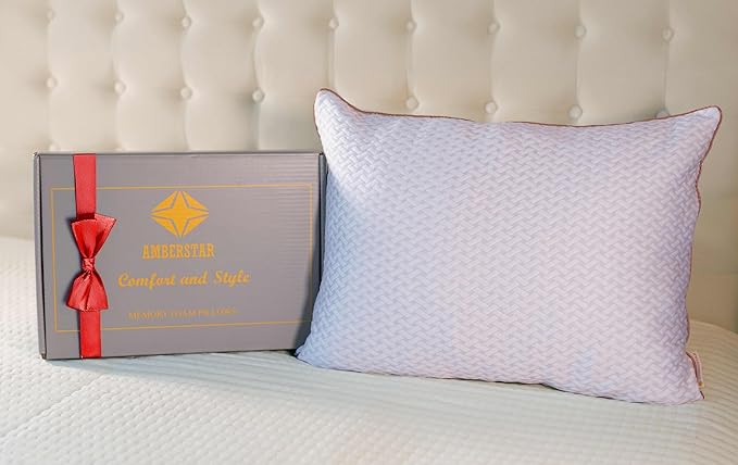 AMBERSTAR Memory Foam Pillow - Adjustable Loft, Cooling & Cozy Dual-Sided Cover, Perfect for Side, Back & Stomach Sleepers (1)