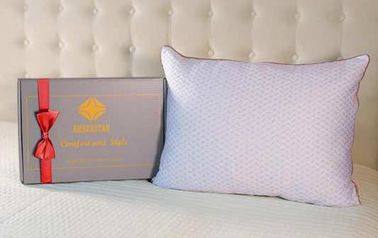 AMBERSTAR Memory Foam Pillow - Adjustable Loft, Cooling & Cozy Dual-Sided Cover, Perfect for Side, Back & Stomach Sleepers (1)