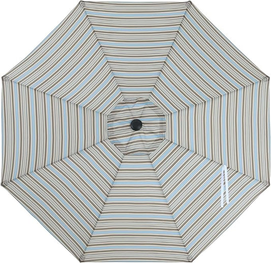 MASTERCANOPY Patio Umbrella 10 ft Replacement Canopy for 8 Ribs-Khaki and Turquoise Stripe Canopy Only