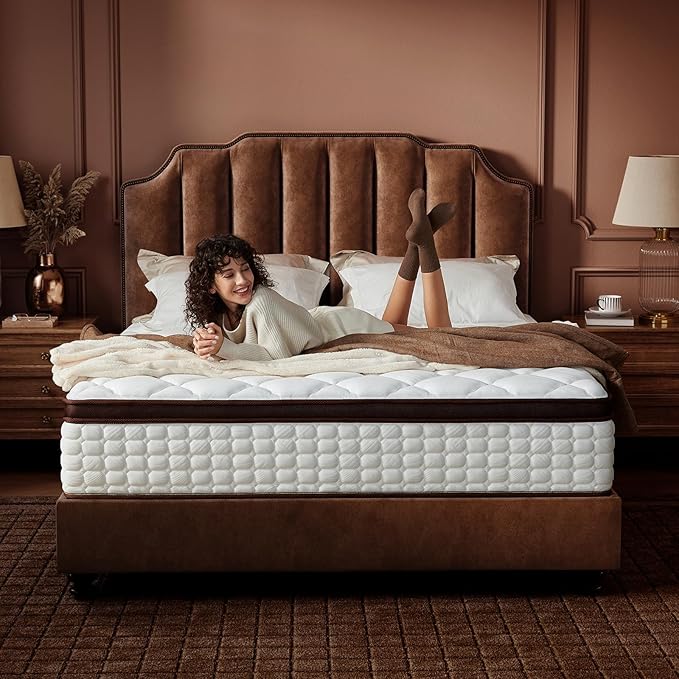 PSYNOVA 12 Inch King Mattress in a Box – Hybrid Design with Pocketed Coils & Memory Foam – Medium Firm Support, Pressure Relief & Motion Control