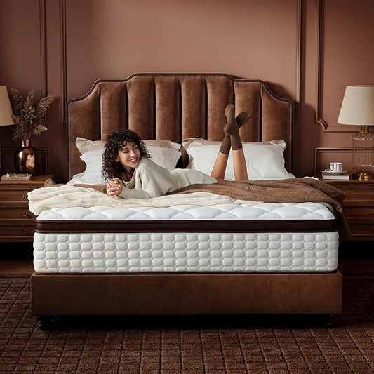 PSYNOVA 14 Inch Queen Hybrid Mattress, Supportive Medium-Firm Hybrid with Reinforced Pocket Springs & Memory Foam, Targeted Pressure Relief, Cooling Airflow, CertiPUR-US Certified
