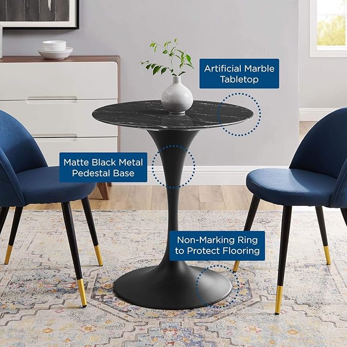 Modway Lippa Dining Table, 28", Black Black