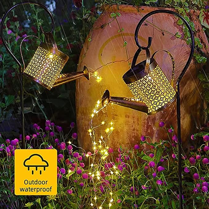 Solar Watering Can Lights, LED Lantern Outdoor Light, Hanging Waterproof Outdoor Shower Garden Lights,Solar Lanterns for The Garden Pathway Yard Lawn Patio Landscape Decor (with Bracket)