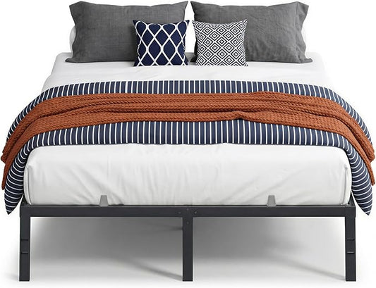 VASAGLE Queen Metal Bed Frame 14 Inches Tall, 1100 lb Weight Capacity, No Box Spring Needed, with Under-Bed Storage, Easy Setup, Heavy-Duty Platform Bed, Mattress Retainers, Matte Black URMB651BD02S