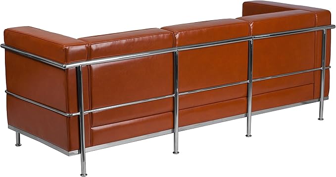 Flash Furniture HERCULES Regal Series Contemporary Cognac LeatherSoft Sofa with Encasing Frame