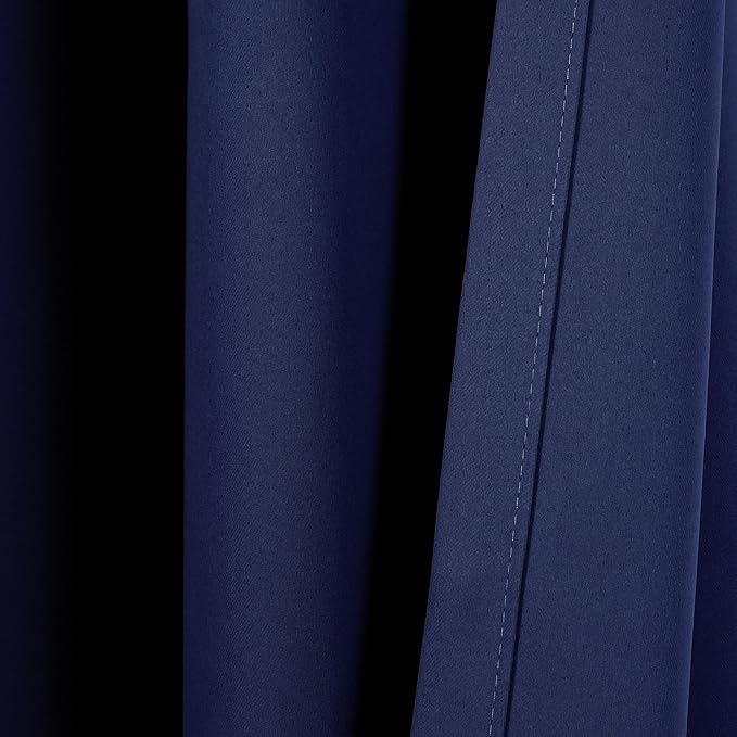Lush Decor Insulated Grommet Blackout Window Curtain Panels, Pair, 52" W x 120" L, Navy - Classic Modern Design - 120 Inch Curtains - Extra Long Curtains For Living Room, Bedroom, Or Dining Room