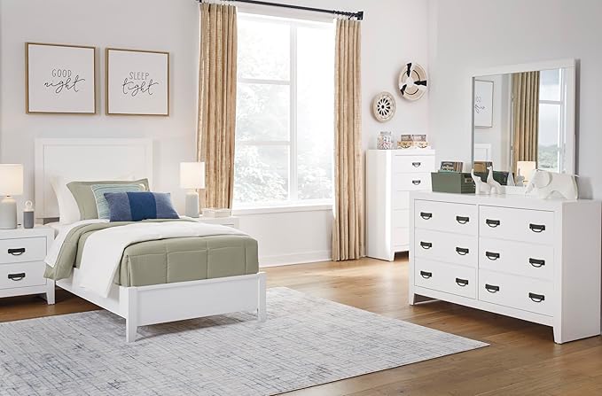 Signature Design by Ashley Binterglen Casual 2 Drawer Nightstand with Safety Stop, 23.63" Tall, White