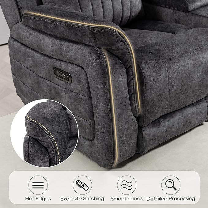 Zero Gravity Power Reclining Loveseat with Adjustable Headrest, Power Loveseat Recliner with Console, Power Loveseat Recliner Sofa with USB & Type-C Ports for Living Room(Grey)