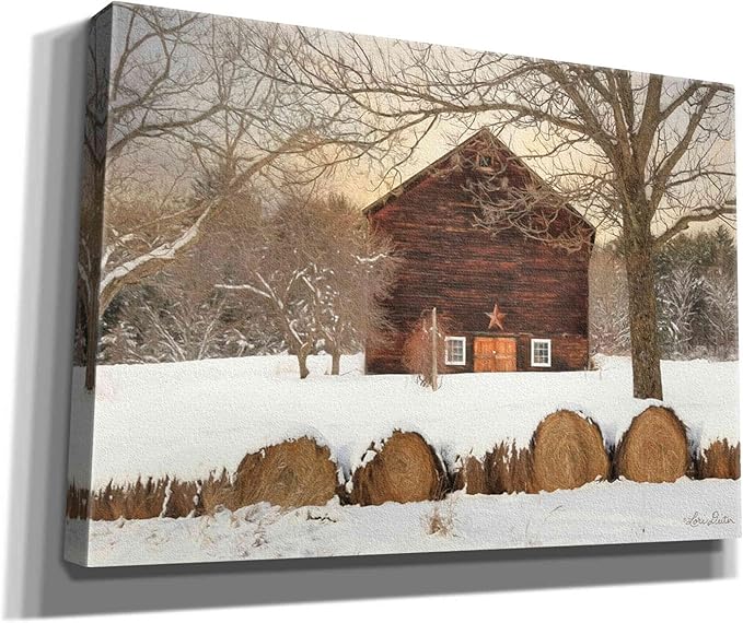 Epic Graffiti 'Snowy Vermont Barn' by Lori Deiter, Canvas Wall Art, 26"x18"