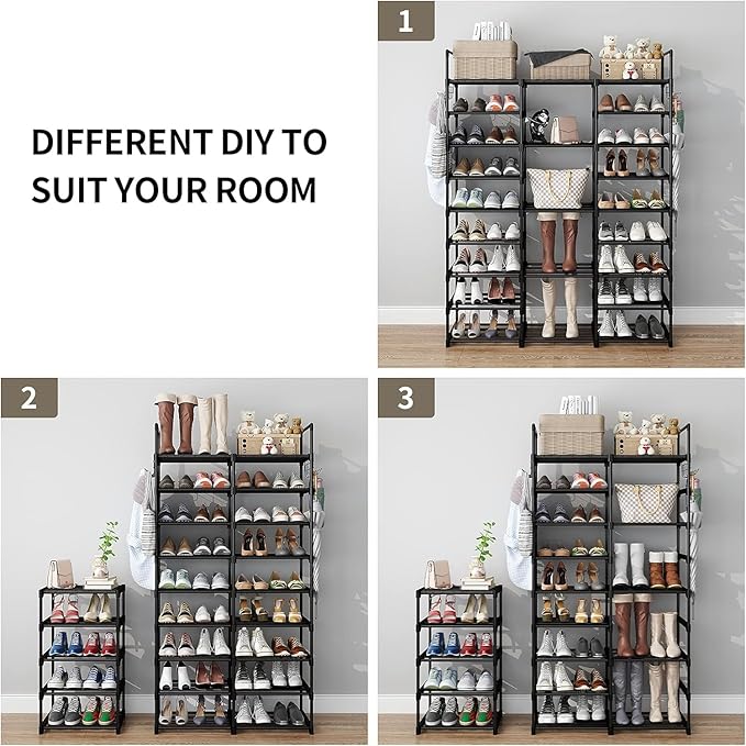 Kottwca 9-Tier Metal Shoe Rack Organizer for 50-55 Pairs - Space Saving Shoe Storage Shelf for Entryway, Closet, Bedroom, Hallway