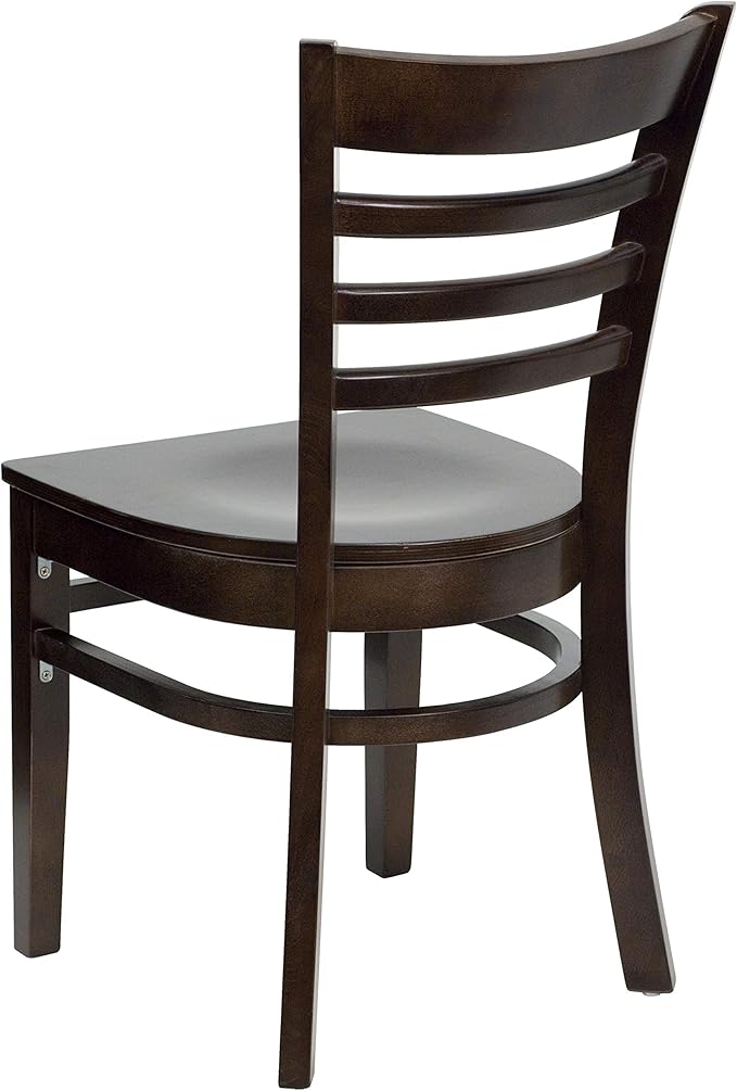 Flash Furniture 2 Pack HERCULES Series Ladder Back Walnut Wood Restaurant Chair