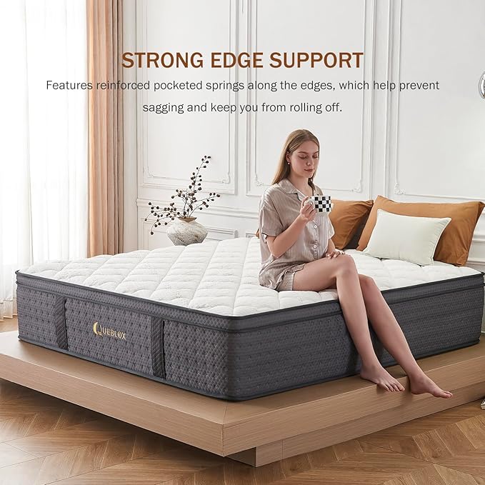 Queen Mattress,10 Inch Queen Size Hybrid Mattresses in a Box, Memory Foam and Independent Pocket Springs for Pressure Relief, CertiPUR-US Certified, Medium Firm