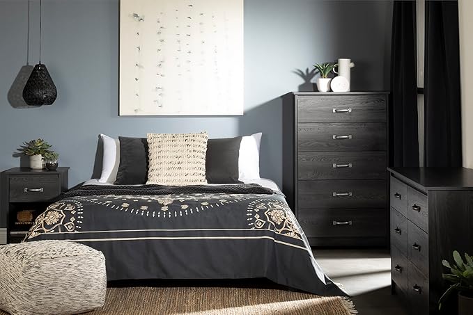 South Shore Tassio 1-Drawer Nightstand Gray Oak, Farmhouse
