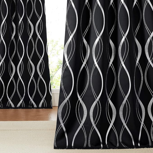 NICETOWN Blackout Curtain Panels 72 inches - Light Reducing Thermal Insulated Solid Grommet Blackout Curtains/Panels/Drapes for Living Room/Nursery/Kids Room (Set of 2, 52 inches by 72 Inch, Black)