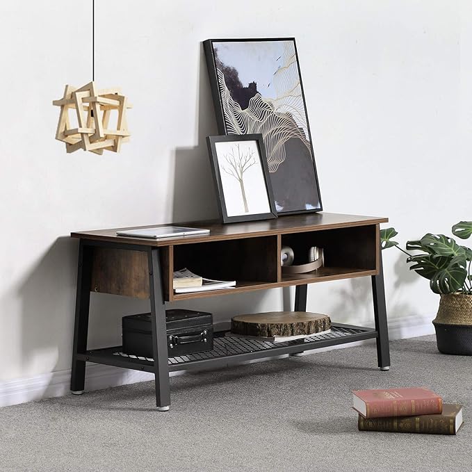 VASAGLE Vintage TV Stand, TV Cabinet with Net Storage Shelf, Console with 2 Storage Compartments, Easy Assembly ULTV92X