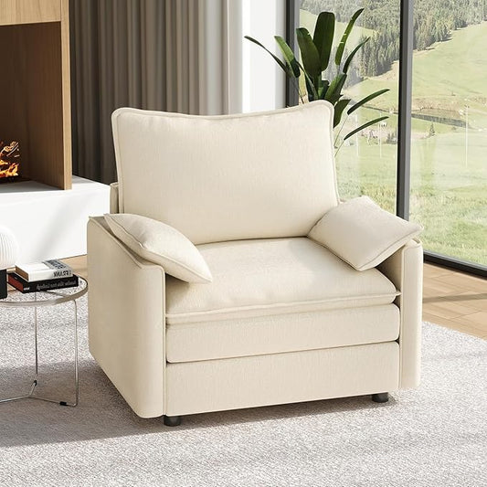Vesgantti 40" Single Seat Sofa, Comfy Cloud Couch Deep Seat Upholstered Couch Chenille Modern Sofa with Armrest Pillow, Easy Assembly for Living Room, Bedroom and Apartment, Beige | Sink-in Comfort, Height Adjustable, Easy Rearrangement, Extra-deep Ott...