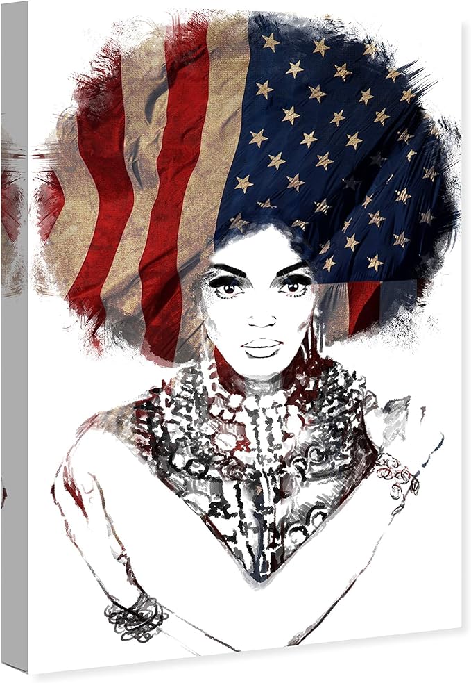The Oliver Gal Artist Co. People and Portraits Wall Art Canvas Prints 'New American Woman' Home Décor, 10 in x 15 in, White, Black