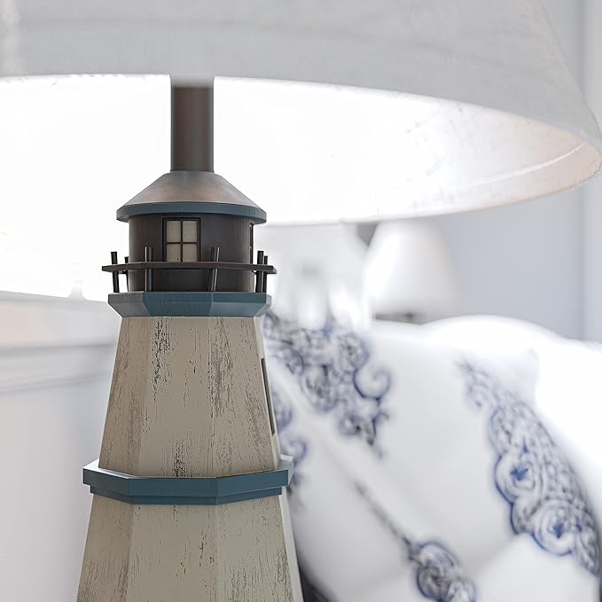 Kenroy Home 20140AW Nantucket Table Lamp with Antique White Finish, Casual Style, 31" Height, 16" Width, 16" Depth