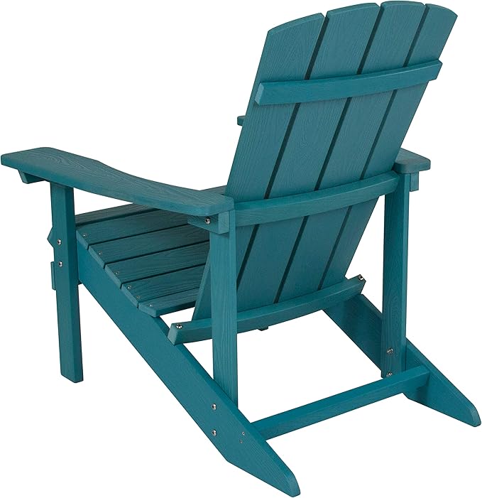 Flash Furniture Charlestown Poly Resin Adirondack Chair - Sea Foam - All Weather - Indoor/Outdoor - Set of 4