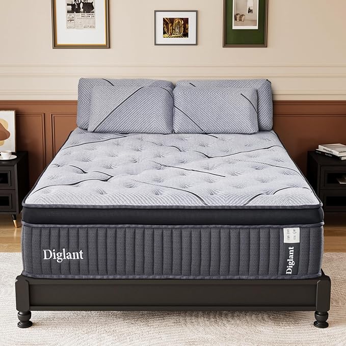 TwinXL Mattress, 14Inch Cooling Gel Memory Hybrid Medium Mattress, TwinXL Size Individual Pocket Spring Mattress in Box, None of Fiberglass