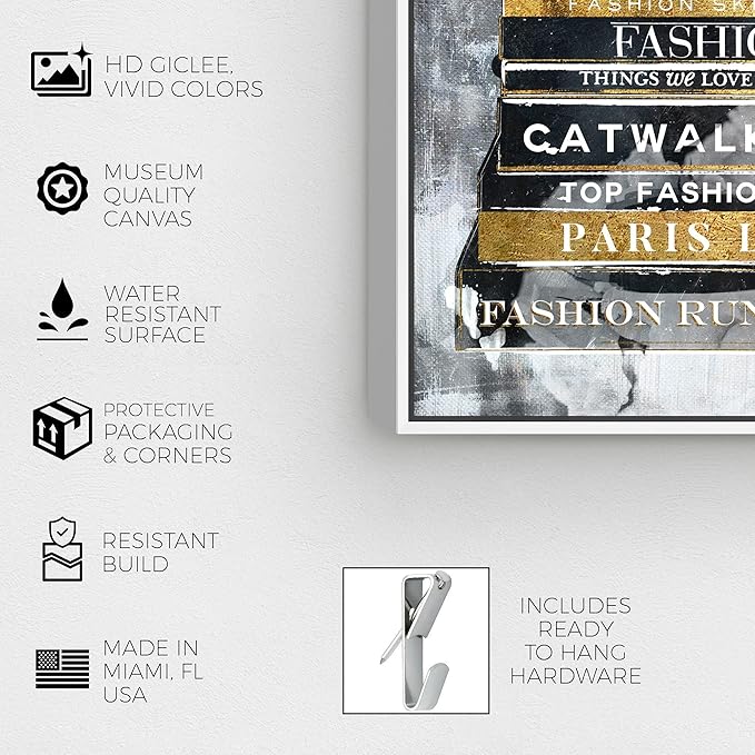 The Oliver Gal Artist Co. Fashion and Glam Wall Art Framed Canvas Prints 'Fashion Thoughts Noir Classic' Shoes
