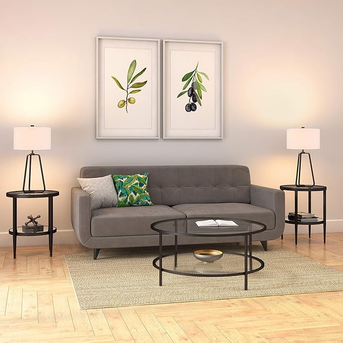 Marduk 25.5" Tall Table Lamp with Fabric Shade in Blackened Bronze/White