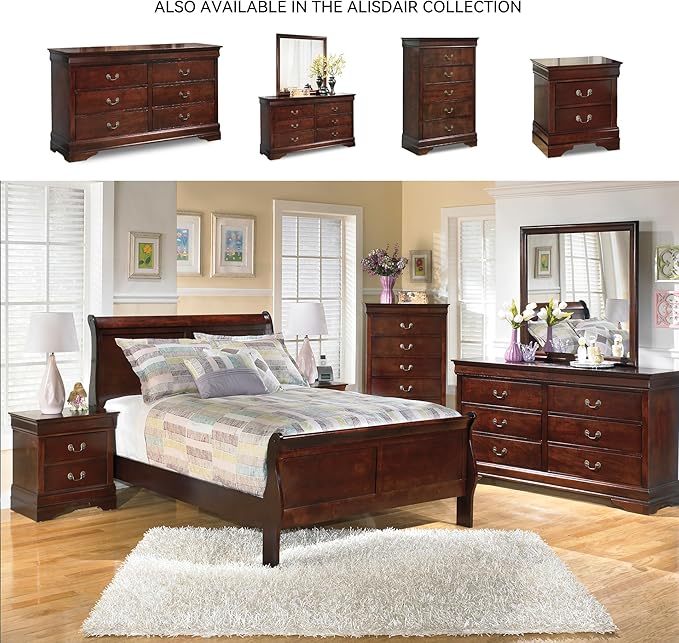 Signature Design by Ashley Alisdair Traditional Full Sleigh Bed, Foundation or Box Spring Needed, Dark Brown