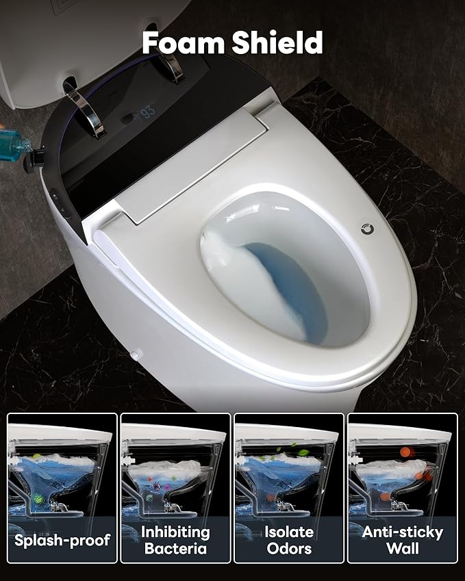 CANEST Smart Toilet with ADA Chair Height, Foam Dispenser, 1.1/1.6GPF Dual-Flush Bidet Toilet, 12" Rough-in, One Piece Toilet, Eco Mode, Auto Open/Close, Warm Water/Dryer, Self-Cleaning, Deodorization