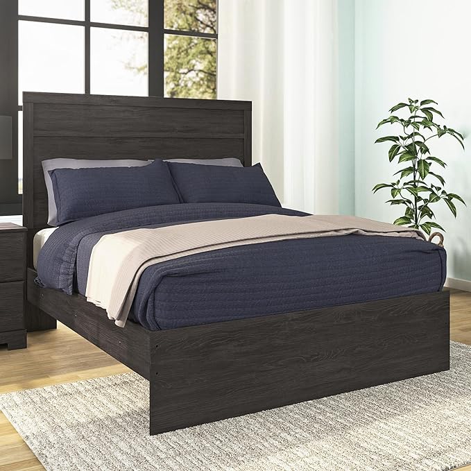 Signature Design by Ashley Belachime Casual Full Panel Bed with Metal Slats, Foundation or Box Spring Needed, Black