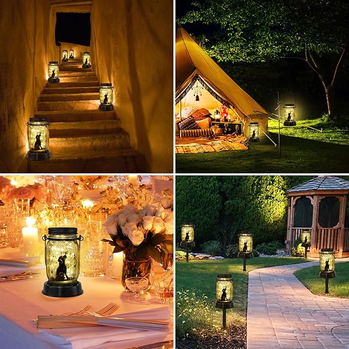 ShangTianFeng Dog Solar Lanterns Mother Day Gift Outdoor Garden Hanging Solar Lights Dog Lover Gifts for Women, Memorial Gifts Fairy Lights for Patio Yard Lawn Outside Decor Lamp