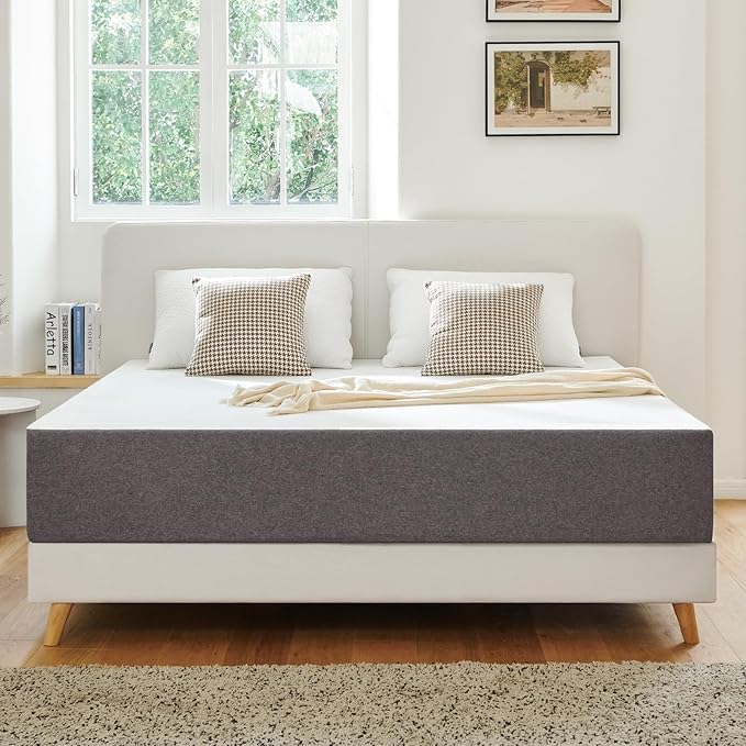 Queen Mattress,8 Inch No Fiberglass Gel Memory Foam Queen Size Mattress in a Box,Pressure Relief with Medium Firm Support,80" X 60" X 8",Medium Firm,Grey