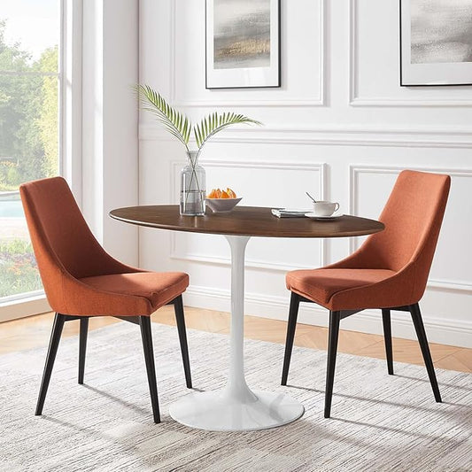 Modway Lippa 48" Mid-Century Modern Dining Table with Oval Top in Walnut