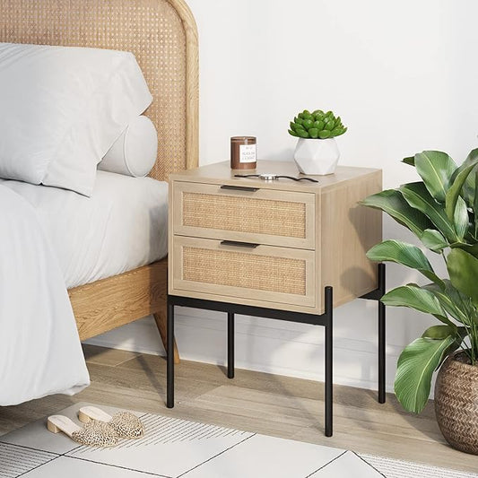 Nathan James Modern Nightstand, End, Bedside or Side Table with Storage for Living Room or Bedroom
