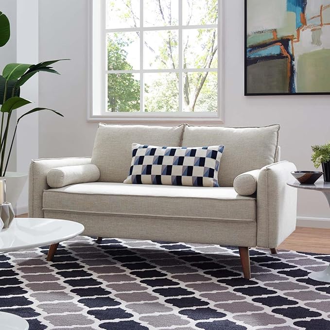 Modway EEI-3091 Revive Contemporary Modern Fabric Upholstered Loveseat In Beige