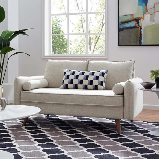 Modway EEI-3091 Revive Contemporary Modern Fabric Upholstered Loveseat In Beige