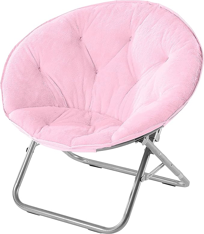 Urban Lifestyle Faux Fur Saucer Chair, Light Pink