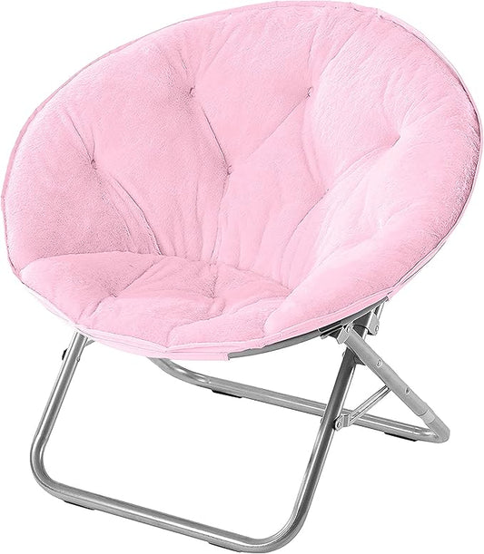 Urban Lifestyle Faux Fur Saucer Chair, Light Pink