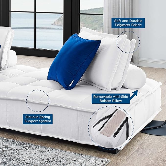 Modway Saunter, 5-Piece Sectional Sofa, White
